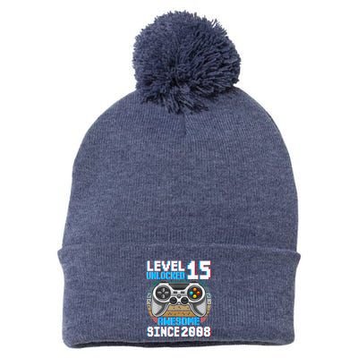 15 Year Old Gamer Boy Since 2008 15th Birthday Present Gifts Gaming Pom Pom 12in Knit Beanie