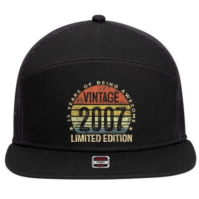 15 Year Old Gifts Vintage 2007 Limited Edition 15th Birthday 7 Panel Mesh Trucker Snapback Hat