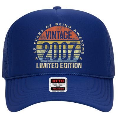 15 Year Old Gifts Vintage 2007 Limited Edition 15th Birthday High Crown Mesh Back Trucker Hat