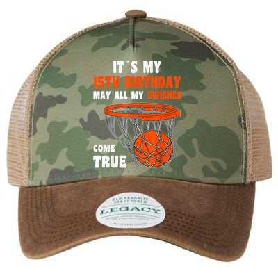 15 Year Old Happy 15th Birthday Basketball 15th Birthday Legacy Tie Dye Trucker Hat
