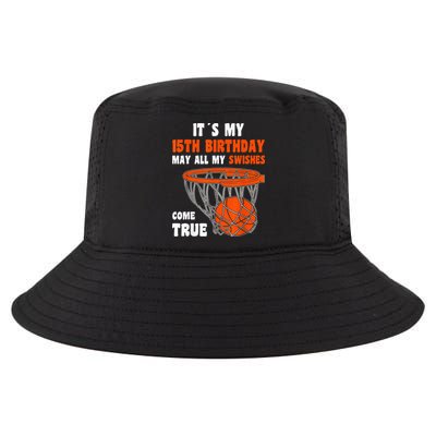 15 Year Old Happy 15th Birthday Basketball 15th Birthday Cool Comfort Performance Bucket Hat