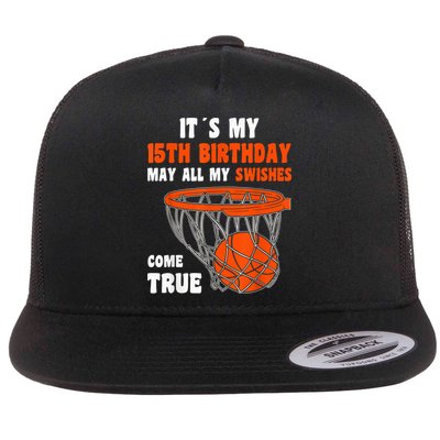 15 Year Old Happy 15th Birthday Basketball 15th Birthday Flatbill Hat