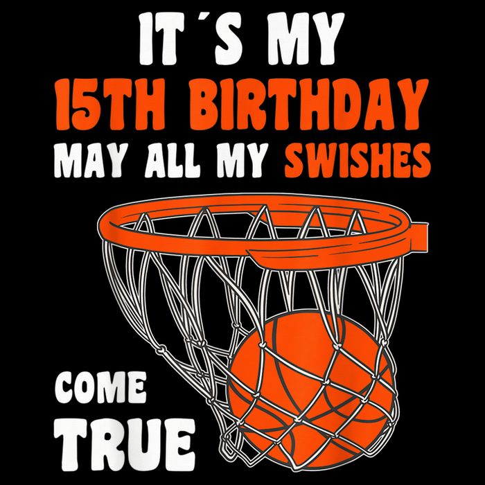15 Year Old Happy 15th Birthday Basketball 15th Birthday Flat Bill Trucker Hat