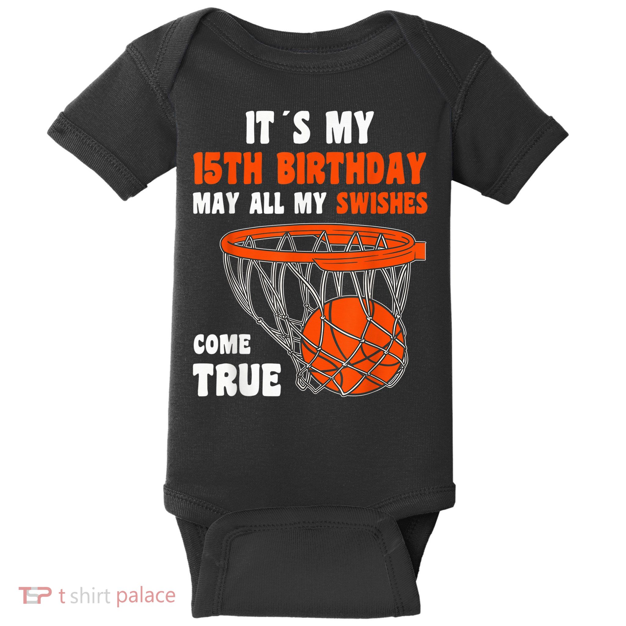 15 Year Old Happy 15th Birthday Basketball 15th Birthday Baby Bodysuit