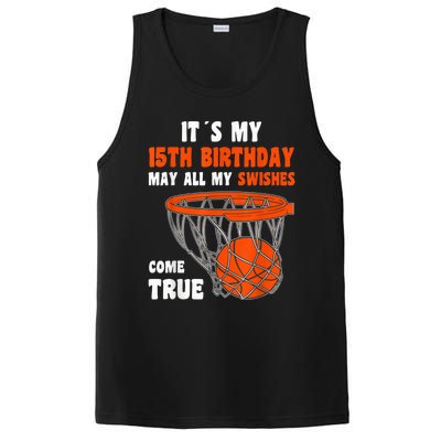 15 Year Old Happy 15th Birthday Basketball 15th Birthday PosiCharge Competitor Tank