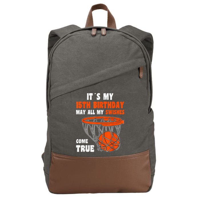 15 Year Old Happy 15th Birthday Basketball 15th Birthday Cotton Canvas Backpack