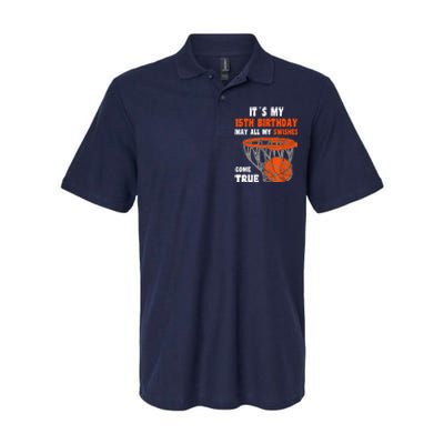 15 Year Old Happy 15th Birthday Basketball 15th Birthday Softstyle Adult Sport Polo