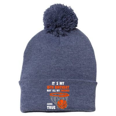 15 Year Old Happy 15th Birthday Basketball 15th Birthday Pom Pom 12in Knit Beanie