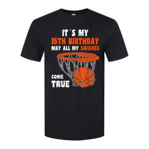 15 Year Old Happy 15th Birthday Basketball 15th Birthday Softstyle CVC T-Shirt