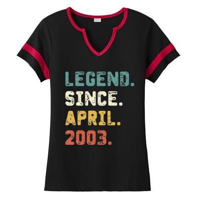 19 Years Old Gifts Legend Since April 2003 19th Birthday Ladies Halftime Notch Neck Tee