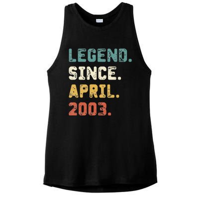 19 Years Old Gifts Legend Since April 2003 19th Birthday Ladies PosiCharge Tri-Blend Wicking Tank