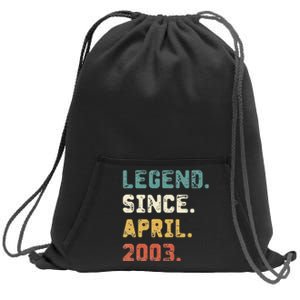 19 Years Old Gifts Legend Since April 2003 19th Birthday Sweatshirt Cinch Pack Bag