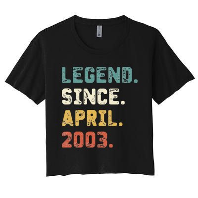 19 Years Old Gifts Legend Since April 2003 19th Birthday Women's Crop Top Tee