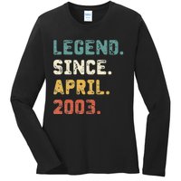 19 Years Old Gifts Legend Since April 2003 19th Birthday Ladies Long Sleeve Shirt