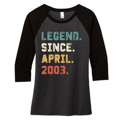 19 Years Old Gifts Legend Since April 2003 19th Birthday Women's Tri-Blend 3/4-Sleeve Raglan Shirt