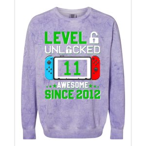 11 Year Old Boy Level 11 Unlocked Awesome 2012 11th Birthday Colorblast Crewneck Sweatshirt