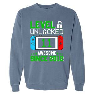 11 Year Old Boy Level 11 Unlocked Awesome 2012 11th Birthday Garment-Dyed Sweatshirt