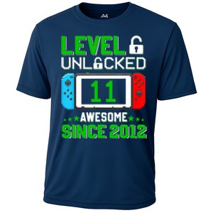 11 Year Old Boy Level 11 Unlocked Awesome 2012 11th Birthday Cooling Performance Crew T-Shirt