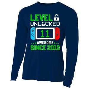 11 Year Old Boy Level 11 Unlocked Awesome 2012 11th Birthday Cooling Performance Long Sleeve Crew