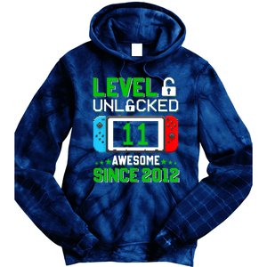 11 Year Old Boy Level 11 Unlocked Awesome 2012 11th Birthday Tie Dye Hoodie