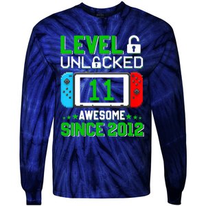 11 Year Old Boy Level 11 Unlocked Awesome 2012 11th Birthday Tie-Dye Long Sleeve Shirt