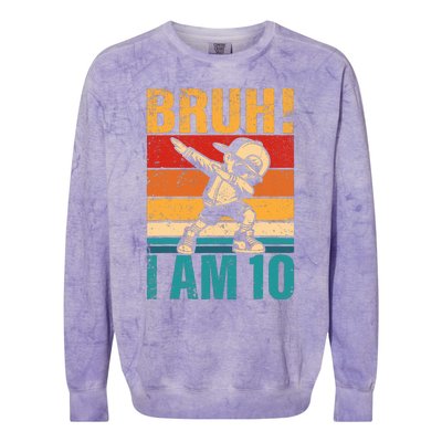 10 Year Old Birthday Dabbing Boy Bruh ItS My 10th Birthday Colorblast Crewneck Sweatshirt