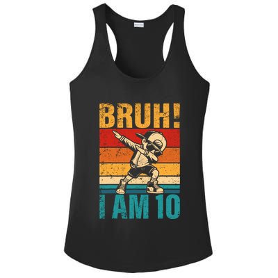 10 Year Old Birthday Dabbing Boy Bruh ItS My 10th Birthday Ladies PosiCharge Competitor Racerback Tank