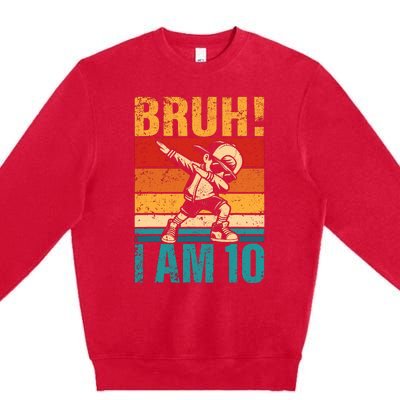 10 Year Old Birthday Dabbing Boy Bruh ItS My 10th Birthday Premium Crewneck Sweatshirt