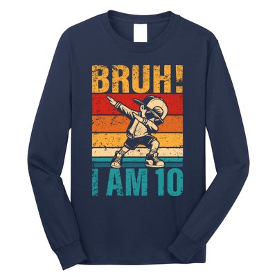 10 Year Old Birthday Dabbing Boy Bruh ItS My 10th Birthday Long Sleeve Shirt