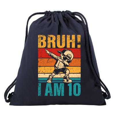 10 Year Old Birthday Dabbing Boy Bruh ItS My 10th Birthday Drawstring Bag
