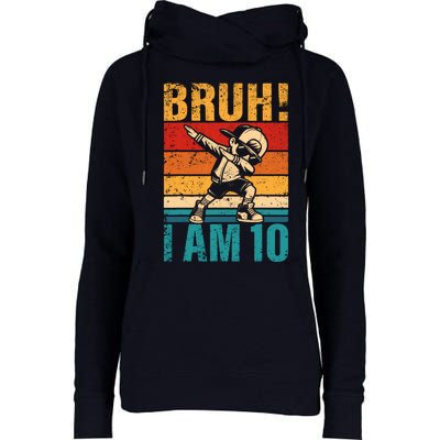 10 Year Old Birthday Dabbing Boy Bruh ItS My 10th Birthday Womens Funnel Neck Pullover Hood