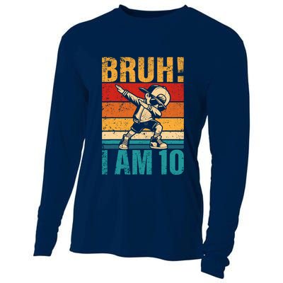 10 Year Old Birthday Dabbing Boy Bruh ItS My 10th Birthday Cooling Performance Long Sleeve Crew