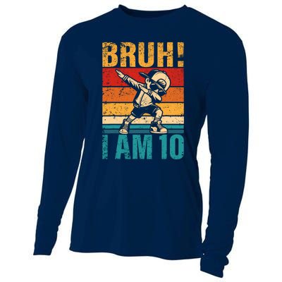 10 Year Old Birthday Dabbing Boy Bruh ItS My 10th Birthday Cooling Performance Long Sleeve Crew