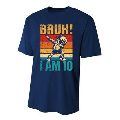 10 Year Old Birthday Dabbing Boy Bruh ItS My 10th Birthday Performance Sprint T-Shirt