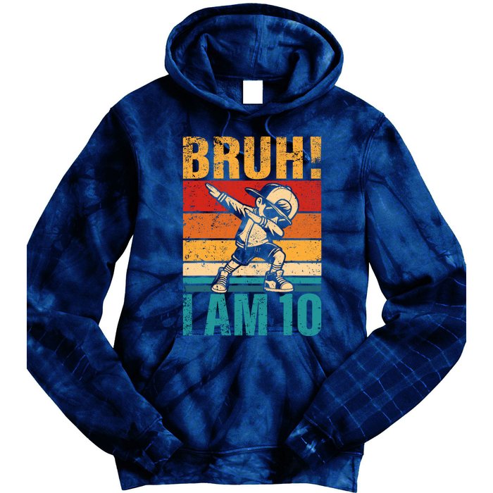 10 Year Old Birthday Dabbing Boy Bruh ItS My 10th Birthday Tie Dye Hoodie