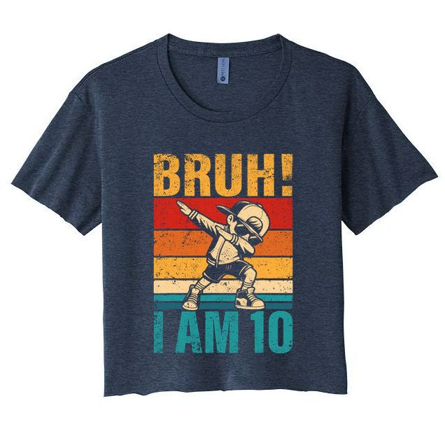 10 Year Old Birthday Dabbing Boy Bruh ItS My 10th Birthday Crop Top