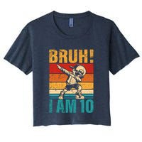 10 Year Old Birthday Dabbing Boy Bruh ItS My 10th Birthday Women's Crop Top Tee