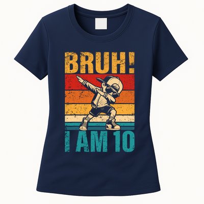 10 Year Old Birthday Dabbing Boy Bruh ItS My 10th Birthday Womens T-Shirt
