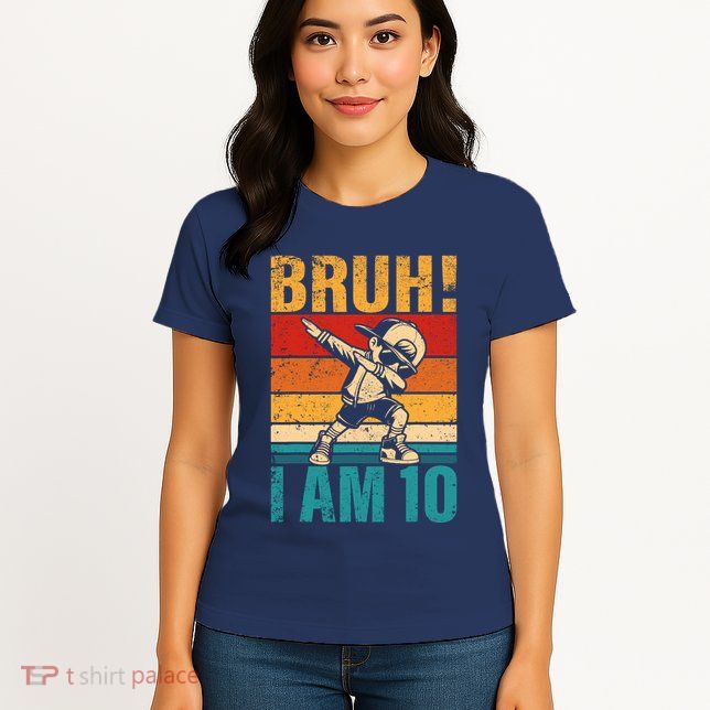 10 Year Old Birthday Dabbing Boy Bruh ItS My 10th Birthday Womens T-Shirt