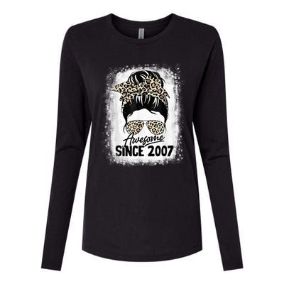 15 Years Old Awesome Since 2007 Leopard 15th Birthday Womens Cotton Relaxed Long Sleeve T-Shirt