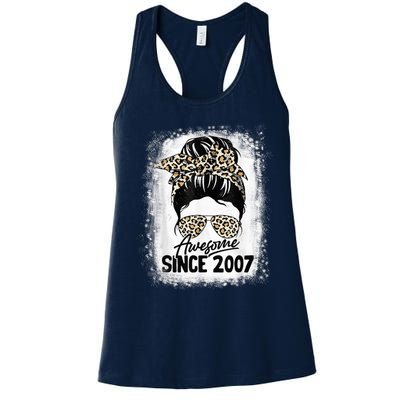 15 Years Old Awesome Since 2007 Leopard 15th Birthday Women's Racerback Tank