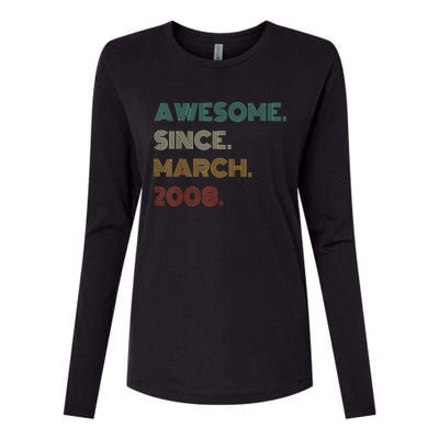 15 Years Old Awesome Since March 2008 15th Birthday Womens Cotton Relaxed Long Sleeve T-Shirt