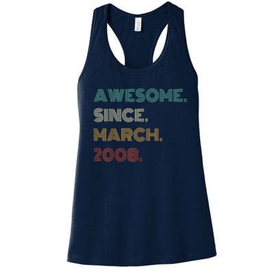 15 Years Old Awesome Since March 2008 15th Birthday Women's Racerback Tank