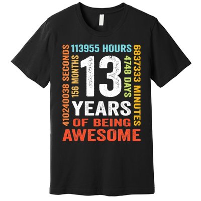 13 Years Old 13th Birthday Gift Vintage 156 Month Boy Girl Premium T-Shirt