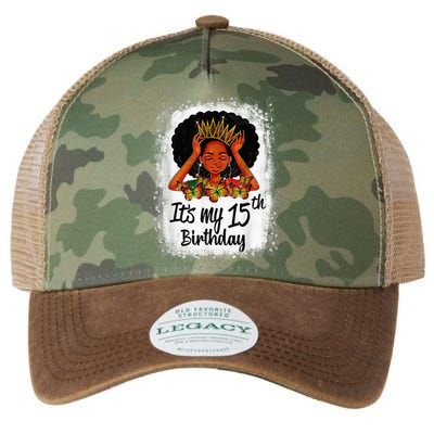 15 Years Old Black Melanin Wo Girl It's My 15th Birthday Legacy Tie Dye Trucker Hat