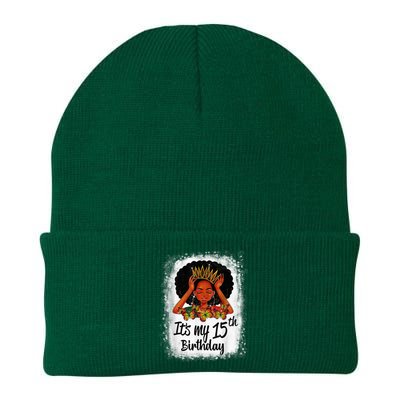 15 Years Old Black Melanin Wo Girl It's My 15th Birthday Knit Cap Winter Beanie