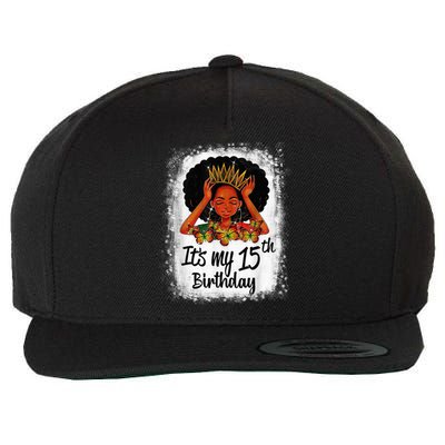 15 Years Old Black Melanin Wo Girl It's My 15th Birthday Wool Snapback Cap