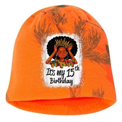 15 Years Old Black Melanin Wo Girl It's My 15th Birthday Kati - Camo Knit Beanie