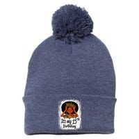 15 Years Old Black Melanin Wo Girl It's My 15th Birthday Pom Pom 12in Knit Beanie