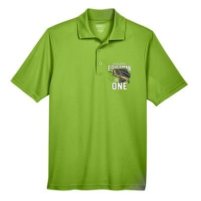 1 Year Old Fishing Birthday Party Fisherman 1st Gift For Men's Origin Performance Piqué Polo